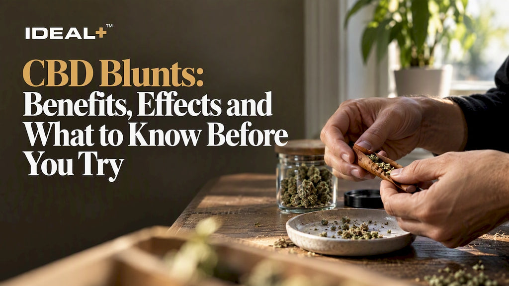 Hands rolling a tobacco-free CBD blunt