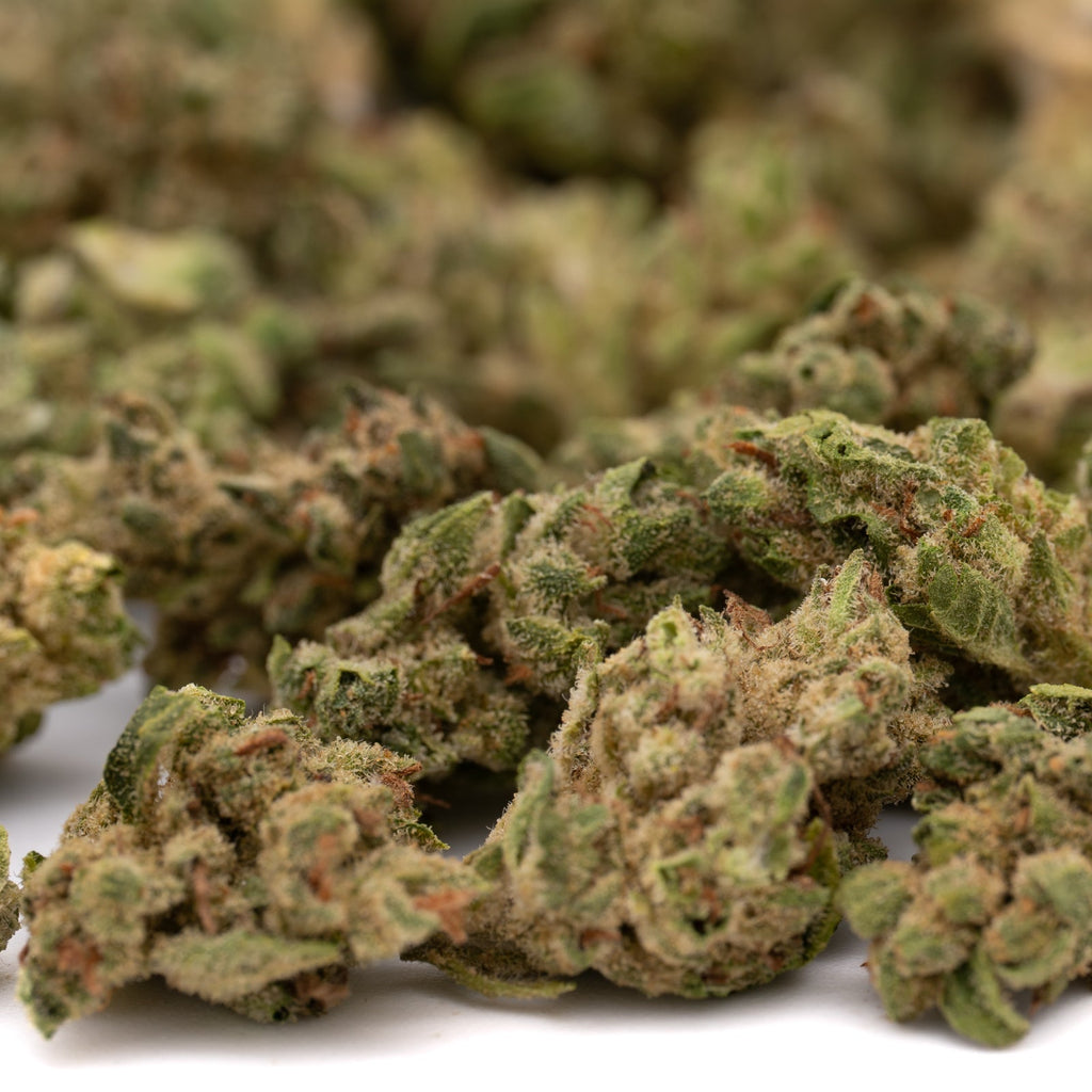 Lucky Charms THCa Hemp Flower Smalls with green buds and trichomes