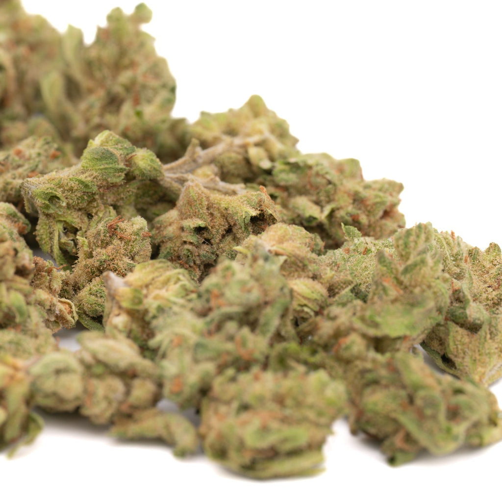 Light green and brown Vanilla Frosting hemp flower buds from dessert cannabis collection